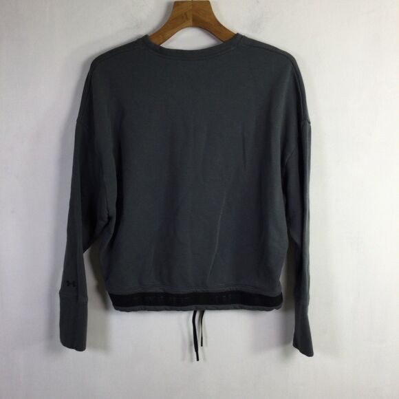 Under Armour Women Project Rock Pullover Loose Tie Bottom Sweatshirt Gray Size L - Picture 10 of 15